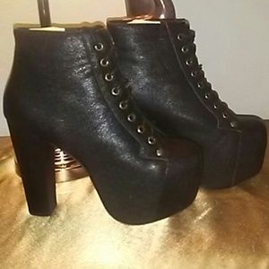 Jeffrey Campbell Black Leather Lita w Black Heel!